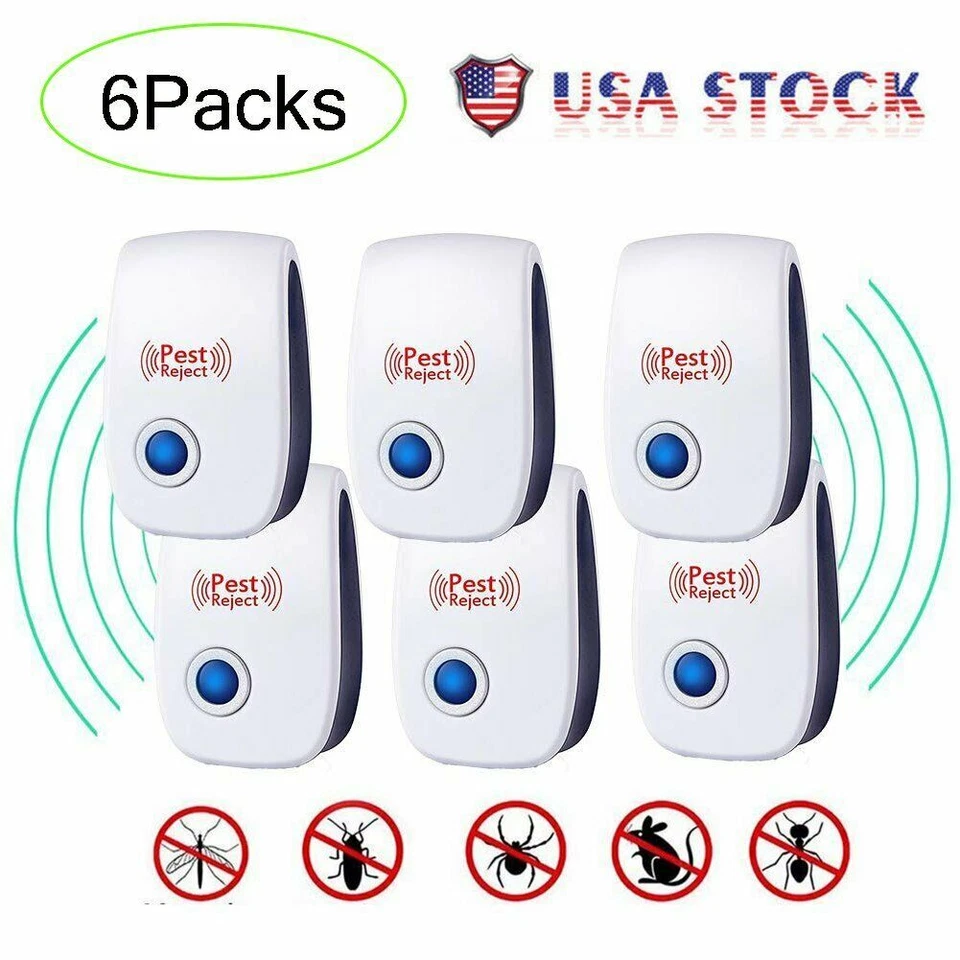 6pack Ultrasonic Pest Repeller Control Electronic Repellent Mice Rat Reject 2018