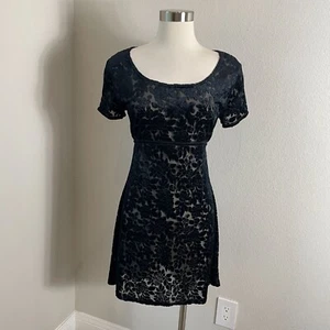 Vintage 90's Y2K City Triangles Size 11 Sheer Velvet Babydoll Dress Whimsigoth - Picture 1 of 10