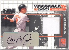 2003 Donruss Elite Throwback Threads Autographs Card #86 Cal Ripken/15 Jsy*