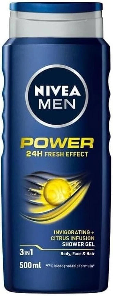 Nivea Men Power Fresh Shower Gel For Body Face And Hair 24H Fresh Effect 500 ml - image 1 of 1