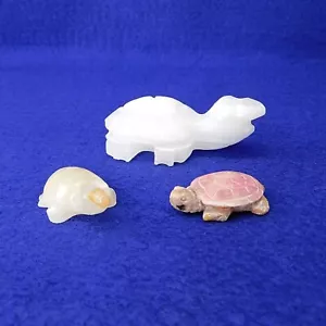Lot of 3 Stone Turtle Figurines Carved Onyx - Picture 1 of 11