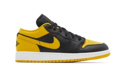 Nike Air Jordan 1 Low GS Negro Amarillo Ocre Escuela Primaria Juvenil 553560 072 Foto 1 de 4