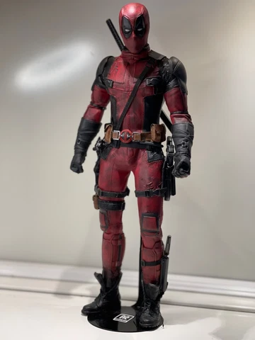 1:6 Custom Battle Worn Hot Toys DEADPOOL 12" Figure & Stand Pure ART Guns Katana Cover