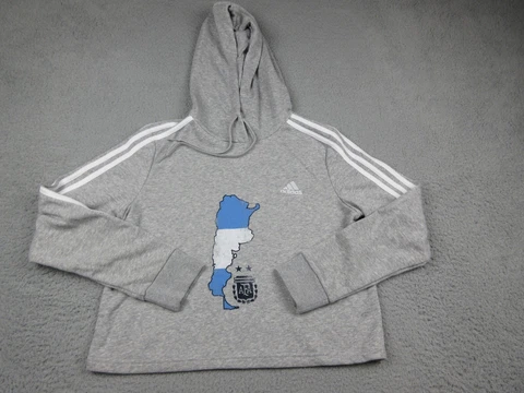 Argentina Sweater Womens Adult Small Gray Hoodie Cropped Soccer Futbol Cover