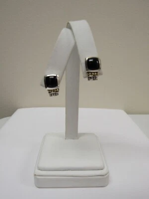 Designer LAGOS Sterling Silver 18K Rittenhouse Black Onyx Stud Earrings - Image 1 of 4