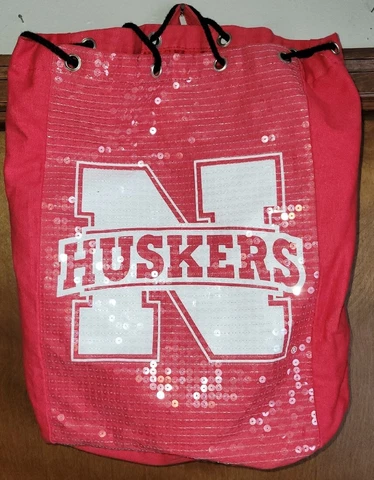 University of Nebraska HUSKERS Sequin Canvas Backpack Tote Bag BEACH POOL BOOKS Cover