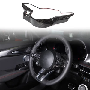 Real Dry Carbon Fiber Steering Wheel Trim For Alfa Romeo Giulia Stelvio 20+ - Bild 1 von 24