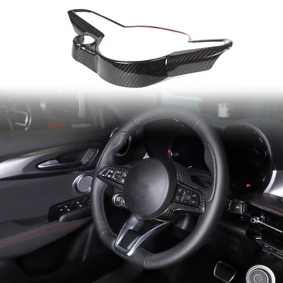 Borde de volante de fibra de carbono seco real para Alfa Romeo Giulia Stelvio 20+ Foto 1 de 4