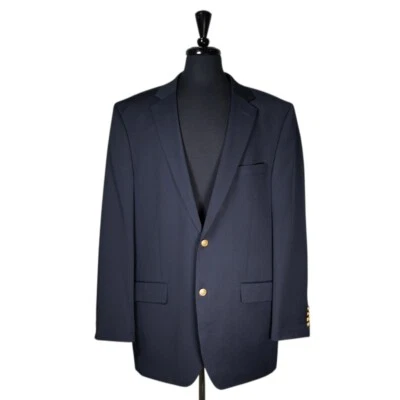 Blazer Saddlebred Para Hombres Azul Marino Mezcla de Lana Dorado 2 Botones Chaqueta Abrigo Deportivo 48L Foto 1 de 4