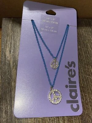 Collar Claire's Peace Sign 2 hilos 13" y 14,5" estrás azul Foto 1 de 4