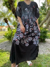 BOHO Blac GYPSY Maxi Caftan Dress Resort Wear Kaftan Womens Travel MAXI DRESS 2X