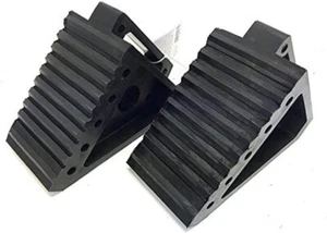 Maxxhual 70472 Solid Rubber Heavy Duty Black Wheel Chock 2-Pack, 8" X 4" X 6" - Picture 1 of 6