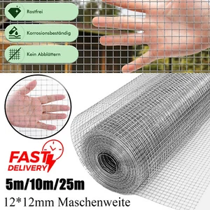 Drahtzaun 4-Eck Maschengröße 12x12mm verzinkt Hasendraht Kükendraht Draht 5-25M - Bild 1 von 44