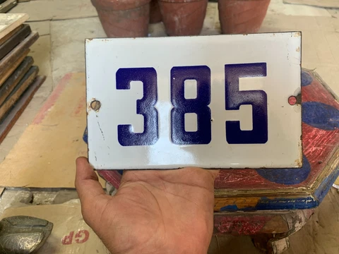 Vintage Tin Enamel House Number Plate Door Sign 385 Outdoor Number Plate Plaque Cover
