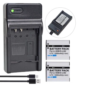 2x LI-92B Battery+Charger For Olympus SH-1 SH-2 SH-3 SH-50 SH-60 SP-100EE LI-90B - Picture 1 of 12