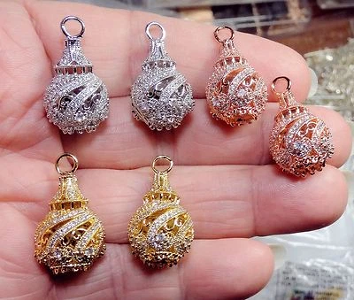 令人惊叹的大型铺面 CZ 可互换耳环吊饰银色、玫瑰或 YG 镀层 — 第 1/4 张图片