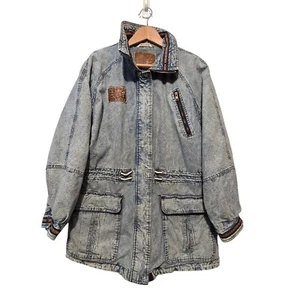 Vtg Cherokee Acid Wash Denim Jean Jacket LG Anorak Jacket 80's 90's Y2K Grunge - Picture 1 of 17