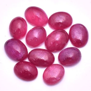 11 Pcs Natural Ruby Oval Cabochon 8.50mm-9.50mm Dazzling Red Loose Gemstones Lot - Picture 1 of 4