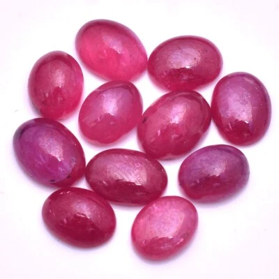 11 Pcs Natural Ruby Oval Cabochon 8.50mm-9.50mm Dazzling Red Loose Gemstones Lot - Image 1 of 4