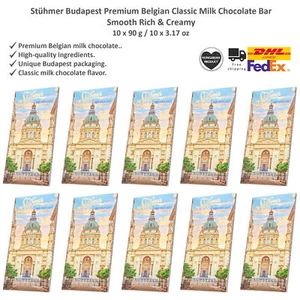 Stühmer Budapest Premium Belgian Classic Milk Chocolate Bar, Smooth Rich 90gx10 - Picture 1 of 4