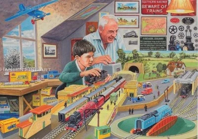 Hornby Railway Tri-ang Model Making Boys Mens Train Set Blank Birthday Card