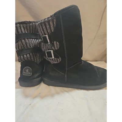 Bearpaw 1669W Boshie Boots Women's Size 9 Black Suede Mid Calf Wool Blend - Image 1 of 4