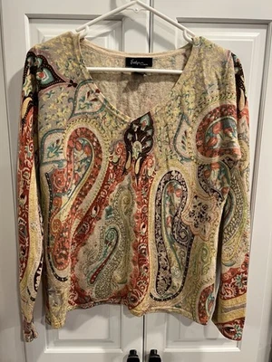 Свитер пуловер Evelyn Grace кашемир пейсли 100% кашемир коричневый ржавчина размер M - Изображение 1 из 4