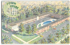 Town House Motor Hotel Tuscaloosa, Alabama Roadside Motel 1960 Vintage Postkarte - Bild 1 von 2