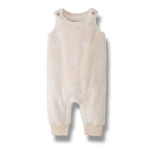 Hanna Andersson Marshmallow Overalls 18-24M Light Oak One Piece Fleece Romper - Picture 1 of 11