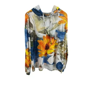 Lily by Firmiano Women's 2XL Floral Print Hoodie Lightweight Long Sleeve - Picture 1 of 7