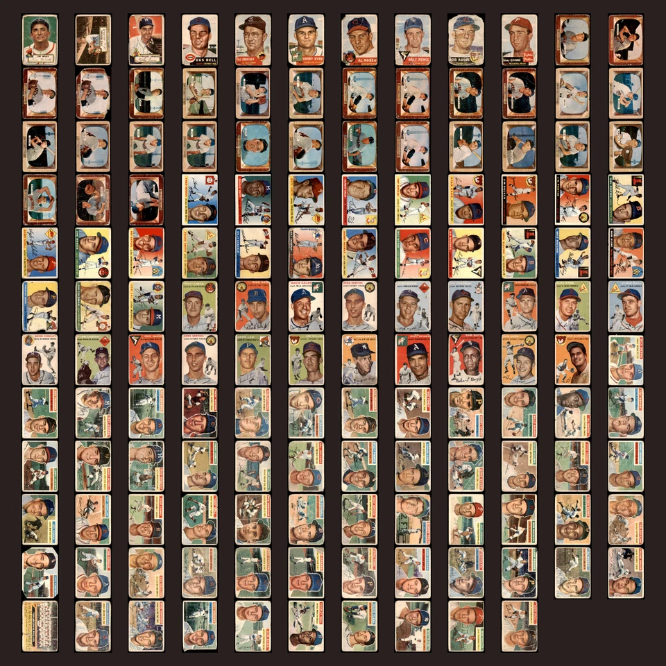 142 бейсбольных карточки 1953-1956 Topps Bowman винтажный лот низкокачественная коллекция оптом - Изображение 1 из 4