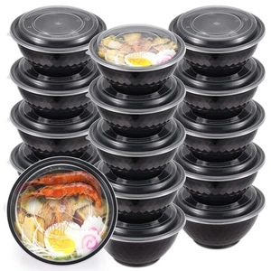 36oz Extra-Thick Meal Prep Bowls with Lids, Plastic Containers with Clear Cov... - Picture 1 of 7