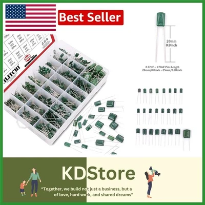 Kit surtido de condensadores de película de poliéster Mylar de 700 piezas Foto 1 de 4