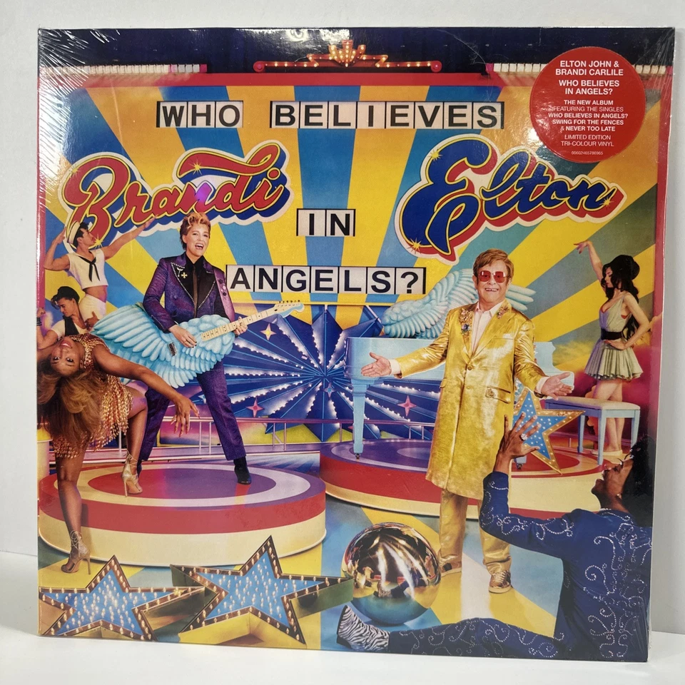 ELTON JOHN & BRANDI CARLILE - WHO BELIEVES IN ANGELS -TRI-COLOR VINYL LP " NEW " - Image 1 of 3