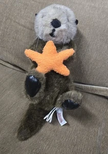 Stuffed Animal House Sea Otter Plush 13" Kayak Starfish - Picture 1 of 2