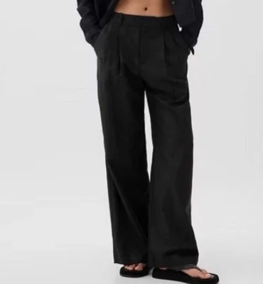 Calça Gap 365 cintura alta linho perna larga preta, feminina tamanho 14P - Imagem 1 de 4