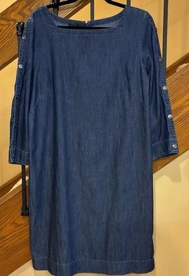 Vestido recto de mezclilla a rayas Talbots manga larga detallado con botones talla 14 nuevos sin etiquetas Foto 1 de 4