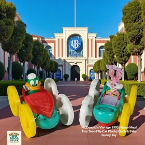 McDonald's Vintage 1990 Happy Meal Tiny Toon Flip Car Plucky Duck & Babs Bunny - Foto 1 di 9