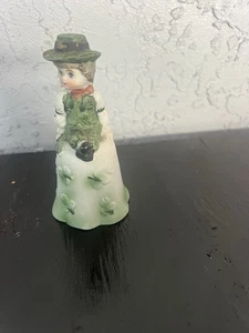 Vintage Kobold Porzellan Glocke St Patricks Day grün weiß handbemalt 5" - Bild 1 von 9