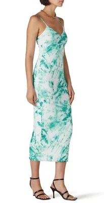 Vestido AFRM Amina Sin Mangas Bodycon Sexy Verde Talla S Midi Malla Transparente Foto 1 de 4