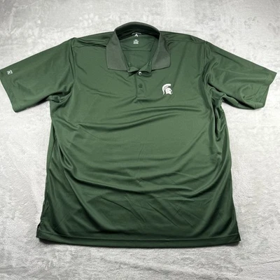 Michigan State Spartans Mens 2XL Antigua Golf Polo Green - Image 1 of 4