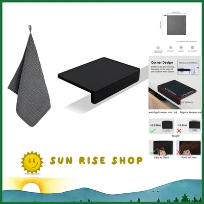 Alfombrilla de apisonamiento de silicona negra de 8,5" x 5,9" - Duradera y fácil de limpiar para baristas Foto 1 de 4