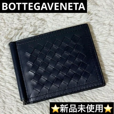 Cartera Bottega Veneta Intrecciato Doble Plegable Clip para Dinero Cuero Azul Marino Italia Como Nueva Regalo Foto 1 de 4