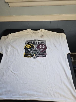Iowa Hawkeyes vs Mississippi State 2019 Football Outback Bowl T-shirt Size 3XL - Image 1 of 4