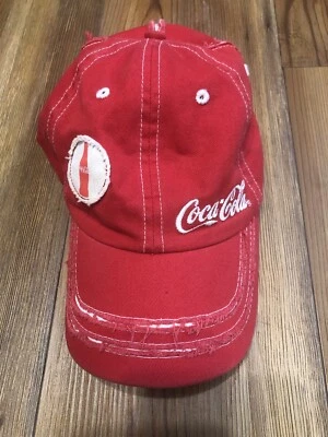 Vintage Coca Cola Company Red Baseball Cap Hat Distress Retro Design Golf Hat - Image 1 of 4