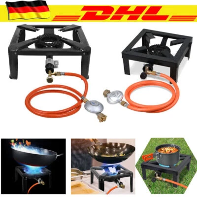 8KW Gaskocher Hockerkocher Gas Kocher Campingkocher Mit Schlauch 50m Bar Regler - Bild 1 von 4
