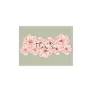 Postcard 10pcs (envelopes included) - Thank You Watercolor Pink Flowers - Picture 1 of 13