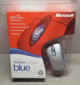 NIP Microsoft Wireless Optical Mouse Blue K80-00004 USB PS/2 Windows Mac SEALED! - Picture 1 of 3