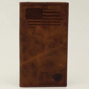 A3545802 Ariat Men's Rodeo Distressed Stitched USA Flag Logo Shield Wallet NEW - Picture 1 of 1
