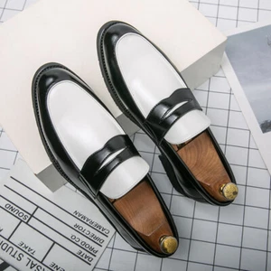 Men Loafer Color Block Shoes Dress Shoes Slip-on Penny Business Formal Shoes Sz - Picture 1 of 23
